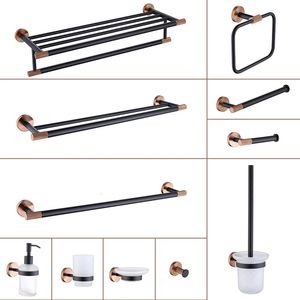 Rose Gold Black Stainless Steel Toilet Paper Holder Coat Robe Hook Towel Rack Soap Dispensers Kitchen Bathroom Accessories 240118