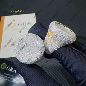 Anelli a fascia Gioielleria raffinata Anello a maglia cubana hip-hop ghiacciato Argento sterling 925 placcato oro VVS Moissanite Diamond