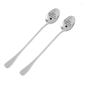 Spoons Good Morning Beautiful/Handsome Couples Spoon Long Handle Coffee Tea Ice Cream F