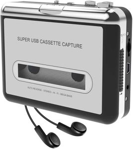 Leitor de cassetes, leitor de fita portátil captura música MP3 via USB ou bateria, converte cassete de fita Walkman em MP3 com laptop e PC7255056