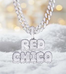 With 20MM Cuban Chain Custom Name Drip Bubble Letters Chain Pendants Necklaces Men039s Zircon Hip Hop Jewelry For Gift CX2007259401951