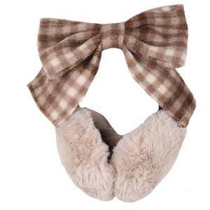 Warm earmuffs womens winter cute imitation rabbit fur bow ear bag foldable eartips240125