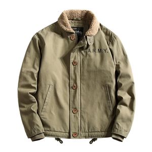 Vinter N1 Deck Coat Cottonpadded Jacket Middle Age Heavy Fleece Cargo Jacket Vintage Lamb Fleece Coat for Men 240124