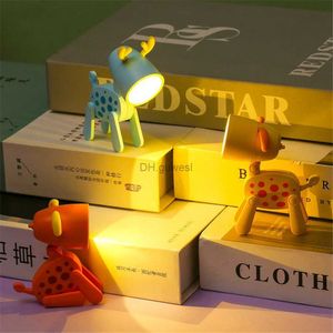 Night Lights LED Mini Night Light Creative Folding Desk Lamp Dog Deer Portable Night Light Desktop Ornament Book Light for Holiday Gifts YQ240207