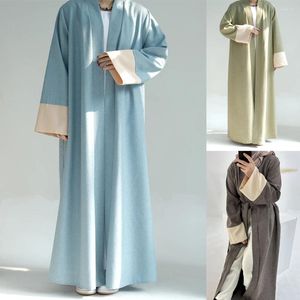 Etnik Giyim Patchwork Dubai Abaya Geniş Kumbalar Yan Cepler Kimono Müslüman Kadın İslami Zarif Hijab Dışı Ramazan (İç Yok)