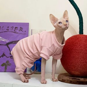 Sphynx Cat Clothes Soft Fleece Kitten Cat Pyjamas Warm Pet Cat Jumpsuit Hoodies Costumes For Sphinx Devon Cat 240130