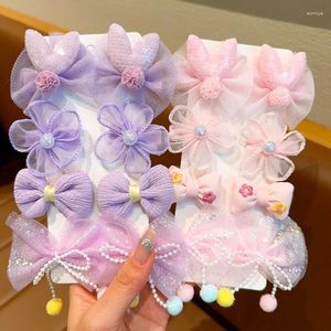 Hair Accessories 8Pcs/Set Cute Bowknot Clips Princess Little Girl Sweet Hairpin Barrettes Headwear Kids Children's Headband