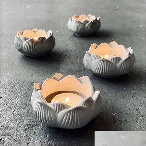 Craft Tools Concrete Flower Shaped Candle Holder Molds Round Tealight Sile Cement Candlestick Moldscraft Drop Delivery Home Garden A Dhevc