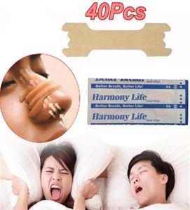 40 unidades de tiras nasais adesivos anti-ronco para dormir melhor, auxílio direito para parar de roncar, respirar melhor, melhorar o sono, cuidados de saúde252t9195799