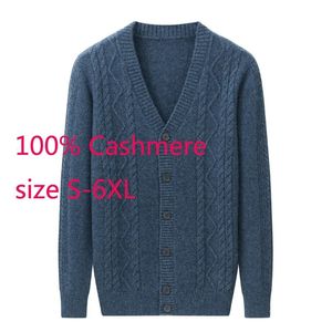 Arrivo di alta qualità autunno inverno scollo a V computer lavorato a maglia cardigan uomo grande cappotto jacquard maglione di cachemire taglie forti S-6XL 240129