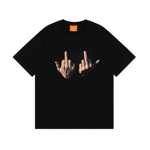 Men's T-Shirts 2024s American style disdainful finger short sleeved T-shirt for men oversized hip-hop oversized men summer trendy brand fat man pure cotton half sleeved