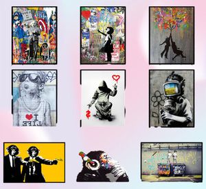 Roliga målningar Street Art Banksy Graffiti Wall Arts Canvas Målningsaffisch och tryck Cuadros Väggbilder för heminredning No Fram2398741