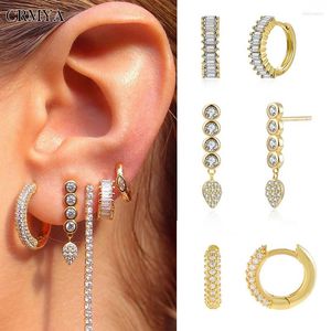 Hoop Earrings CRMYA Gold Plated Drop For Women Cubic Zirconia Piercing Dangle Set 2024 Trend Jewelry Wholesale