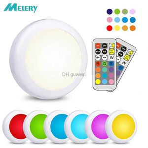 Night Lights LED Night Light with Adhesive Sticker Battery Dimmable Multicolor Kitchen Bathroom Drawer Lamp Lighting YQ240207