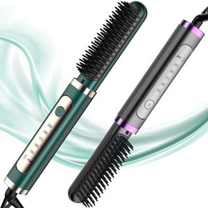 Drop Electric Hair Straightener Comb Brush Negative Ion Heating Straightening Curler 240130