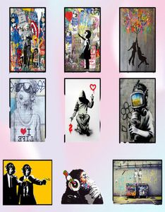 Funny Paintings Street Art Banksy Graffiti Wall Arts Canvas Painting Poster and Print Cuadros Wall Pictures for Home Decor No Fram9876584