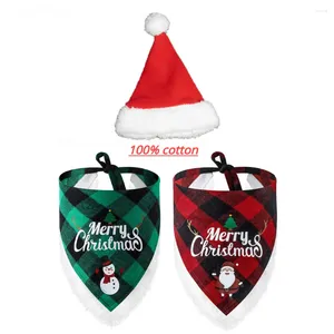 Abbigliamento per cani Merry Christmas Bandana Reversibile Bavaglino Trianqle Sciarpa Cappello da Babbo Natale regolabile per cani