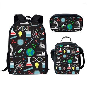 Rucksack Hip Hop Jugendlicher Wissenschaftler Experiment 3D-Druck 3 Stück/Set Reisetaschen für Studenten Laptop Tagesrucksack Lunchtasche Federmäppchen