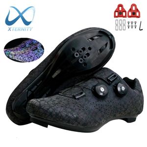 Grade luminosa sapatos de ciclismo mtb ao ar livre reflexivo corrida bicicleta de estrada sapatos auto-bloqueio spd pedal tênis de bicicleta masculino 240202