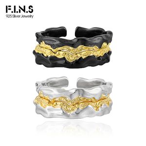 FINS Original Irregular S925 Sterling Silver Open Rings for Women Men Color Separation Stacked Punk Rock Finger Fine Jewelry 240125