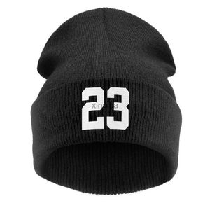 Beanie/Skull Caps Skullies Winter Knitting Hats for Men Beanie Cap 23 Number Slouchy Punk Personality Hip-hop Caps Gorras Hombre Winter Hat YQ240207