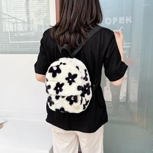 School Bags Fashion Women Flowers Printing Backpack Casual Students Plush Mini Rucksacks