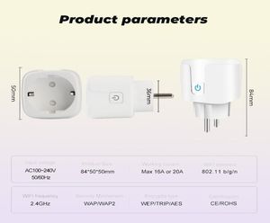 Monitor de energia de energia 16A UE UK 10A US WiFi Adaptador de tomada inteligente SmartLife APP Controle de voz funciona com Alexa Google Home3000206