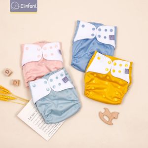 Elinfant Düz Renk 4 PCS Tek Boyut Bebek Bezi Su geçirmez Ayarlanabilir Cep Bezi Nappy 240130