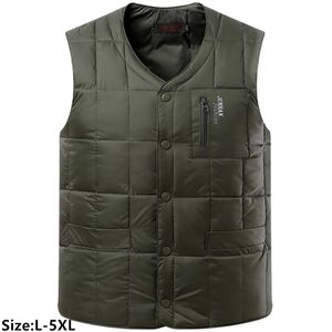 2024 White Duck Down Vests Men Winter Warme Sleeveless Vneck Solid Thicker Lightweight Waistcoat Jacket Fashion Casual Male Vest 240125