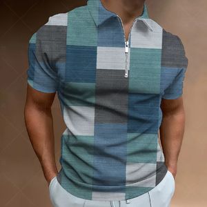 Summer Men's Polo Shirt 3D Tryckt överdimensionerad Vintage Plaid Stripe Polo Shirt Beach Tropic Casual Street Vacation 5xl kläder 240122