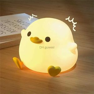 Nattlampor LED Bean Duck Night Light med Touch Sensor Lamp Bedside Lamp för vardagsrum YQ240207