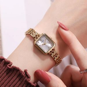 Relógios de pulso mulheres estilo de aço inoxidável quartzo pulseira bonita relógio de pulso menina moda casual vestido relógio estudante bom presente senhora relógio