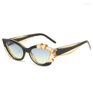 Sunglasses Punk Cat Eye Fashion Women Small Frame Orange Sun Glasses Female Trends UV400 Eyewear Lady De Sol Oculos