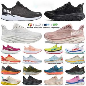 Hoka hokas basketskor en bondi clifton 8 för män kvinnor kol x 2 3 trippel vit svart gul persika whip mens kvinnor sport sneakers plattform sko