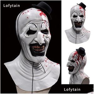 Maschere per feste Lofytain Horror Terrifier Art La maschera da clown Cosplay Py Demone sanguinante Evil Joker Cappello Casco in lattice Puntelli di Halloween Drop De Otf3V