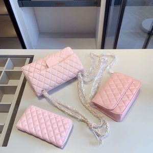 Torebka CC 2023 Popularna luksusowa mody designerska torba różowy diament haftowy metalowy portfel łańcucha