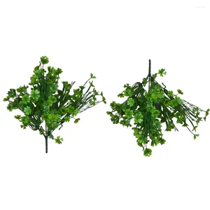 Decorative Flowers 2 Pcs Flower Faux Plant Household Decoration For Home Fake Four Leaf Plastic Decorations Wedding Ceremony