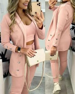 Våren 2023 Elegant kostymjacka Matchande Set Women's Twopiece Set sjalhalsade byxor Set Female Professional Suit 240118