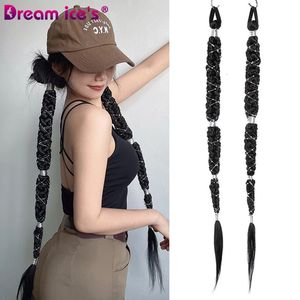 Long Synthetic Bubble Warp Around Ponytail Extention Elastic BoxBraid Twist Hair For Women Rope Rubber Band Braid Hair Horsetail 240122