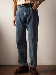 Męskie dżinsy czerwone 12 uncji 55501 wycięte letnie sprężynowe spodnie dżinsowe rozluźnione proste nogę