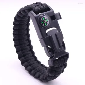 Charm Bracelets 4 In 1 Men Women Paracord Outdoor Survival Bracelet Multi-function Camping Rescue Emergency Rope Bangles Compass Whistle