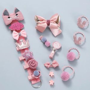 Hair Accessories Lovely Cartoon 18 Pcs/Box Kids Children Hairpins Barrettes Baby Fabric Bow Flower Headwear Clips Girls