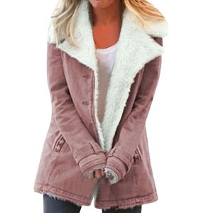 여성의 캐주얼 한 단색 겨울 파카 여성의 두꺼운 후드 코튼 파파 긴 슬리브 패딩 따뜻한 버튼 재킷 240119