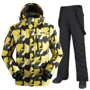 Jackets de esqui no traje de esqui de inverno para homens quentes à prova de vento esportivos ao ar livre e calças de calça macho equipamento masculino