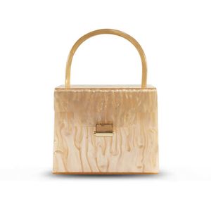 Новая твердая акриловая сумка цвета шампанского, модная сумка для ужина с жемчужным замком, платье, твердая сумка-коробка 240207