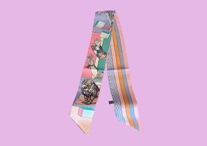 HSツイルスモールシルクスカーフシアターサマーワインディングバッグハンドル薄い狭い長いリボンフレンチヘアバンドScarf5366483