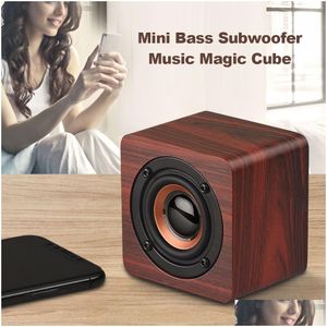 Portable Speakers Q1 Wooden Bluetooth Speaker Wireless Subwoofer Bass Powerf Sound Bar Music For Smartphone Laptop Drop Delivery Elec Dhb2X