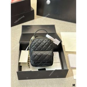 Designer Channel 24C Leder-Luxus-Mini-Rucksack, hochwertige Büchertasche, goldene Schnalle, Kette, verstellbarer Schultergurt, genarbtes Leder, Rucksack für Damen, schwarze Tasche
