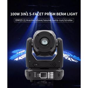 Moving Head Lights Dmx Dj Led Spot Light Pro 100W Beam Projector Gobo Disco Wedding Event 3In1 Stage Drop Delivery Lighting Dhudo