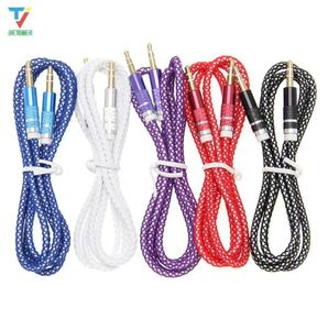 100pcs/lot 3.5mm durable o Cable Nylon Braid candy Car AUX Cable Headphone Extension Code for Phone MP3 Car Headset Speaker8869890